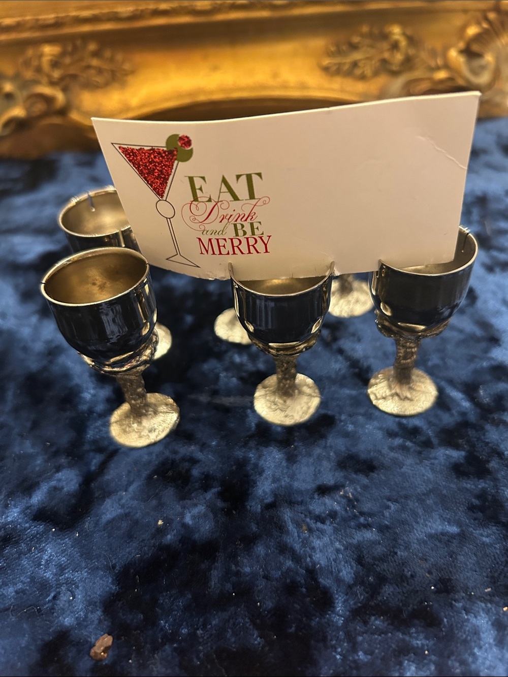Silver Mini Goblet Place Card Holders - Set of 6
